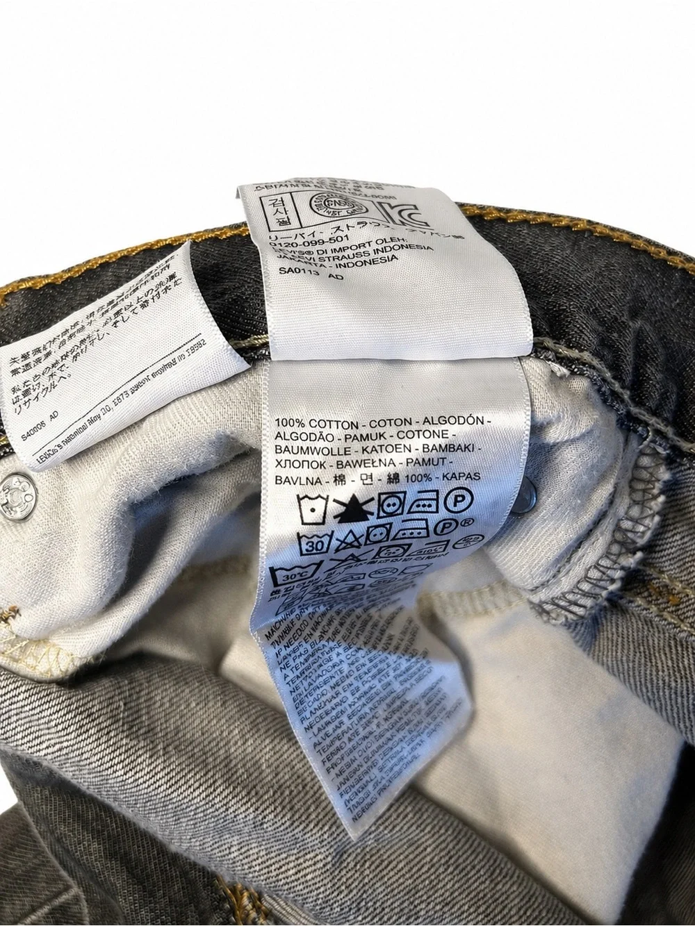 Men's Levi’s 514 Grey Black Washed Straight-Leg Jeans EUC 34 x 34